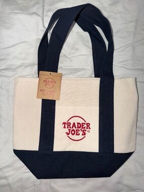 Trader Joe’s Mini Canvas Tote Bag Blue